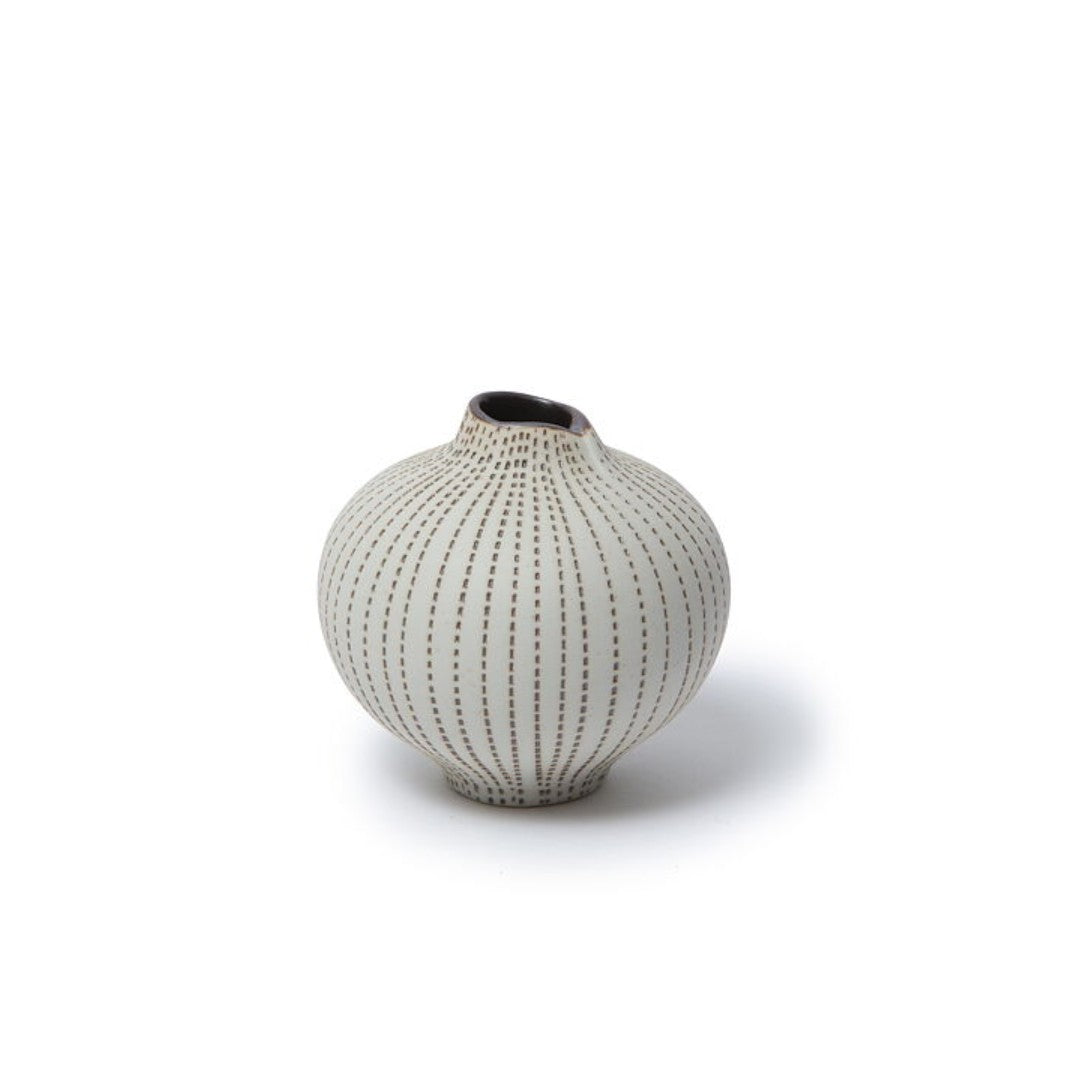 Medium Ceramic Vase in Line with brown Dots