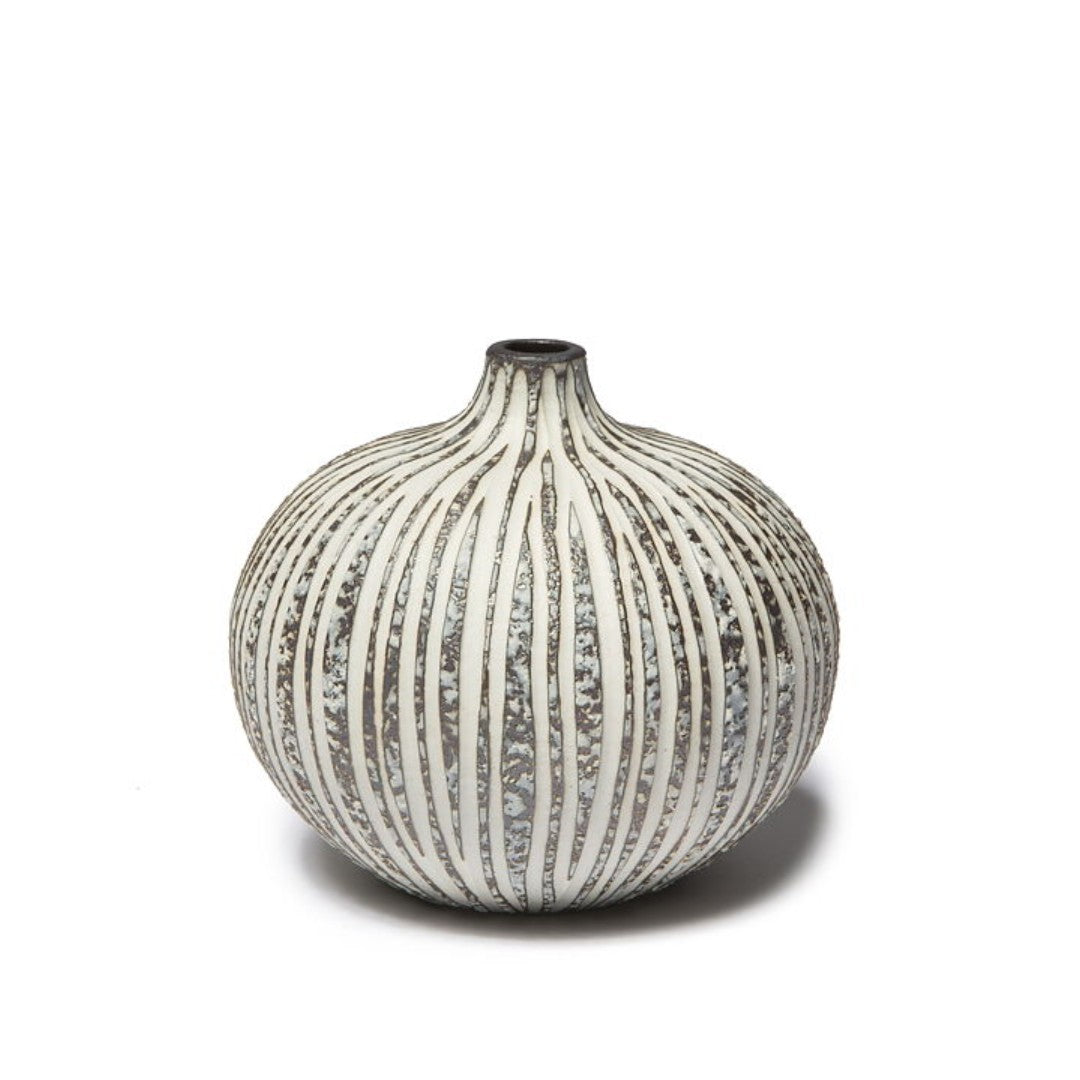 Large Ceramic Vase in Stone Stripe