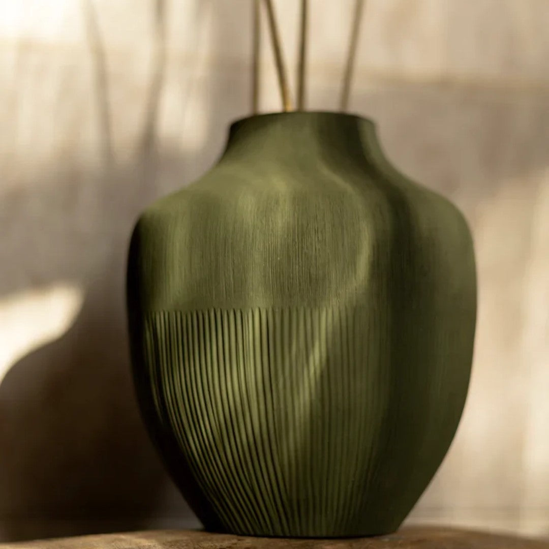 Small Ceramic Vase in Kyoto Forest Green