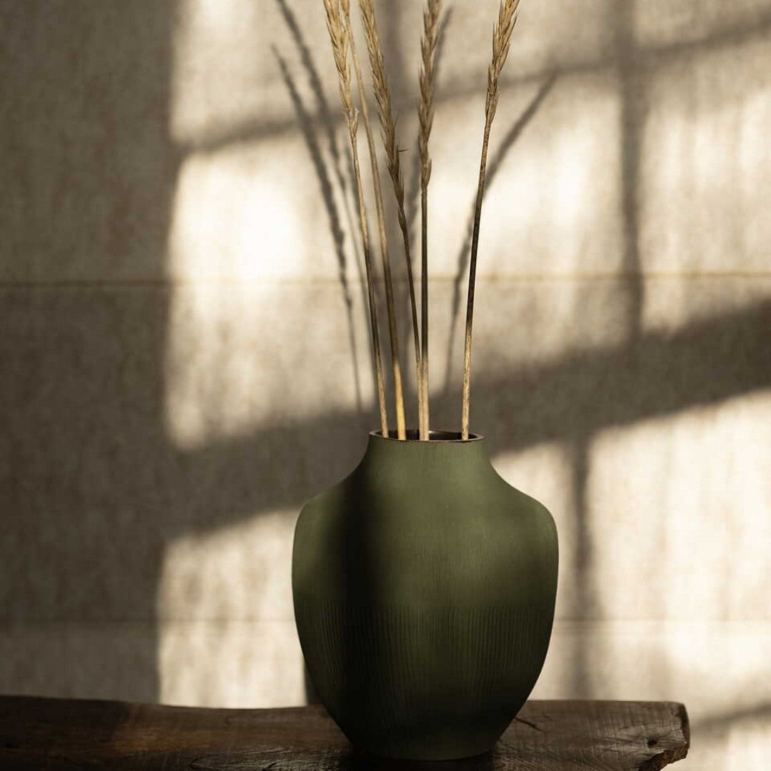 Small Ceramic Vase in Kyoto Forest Green