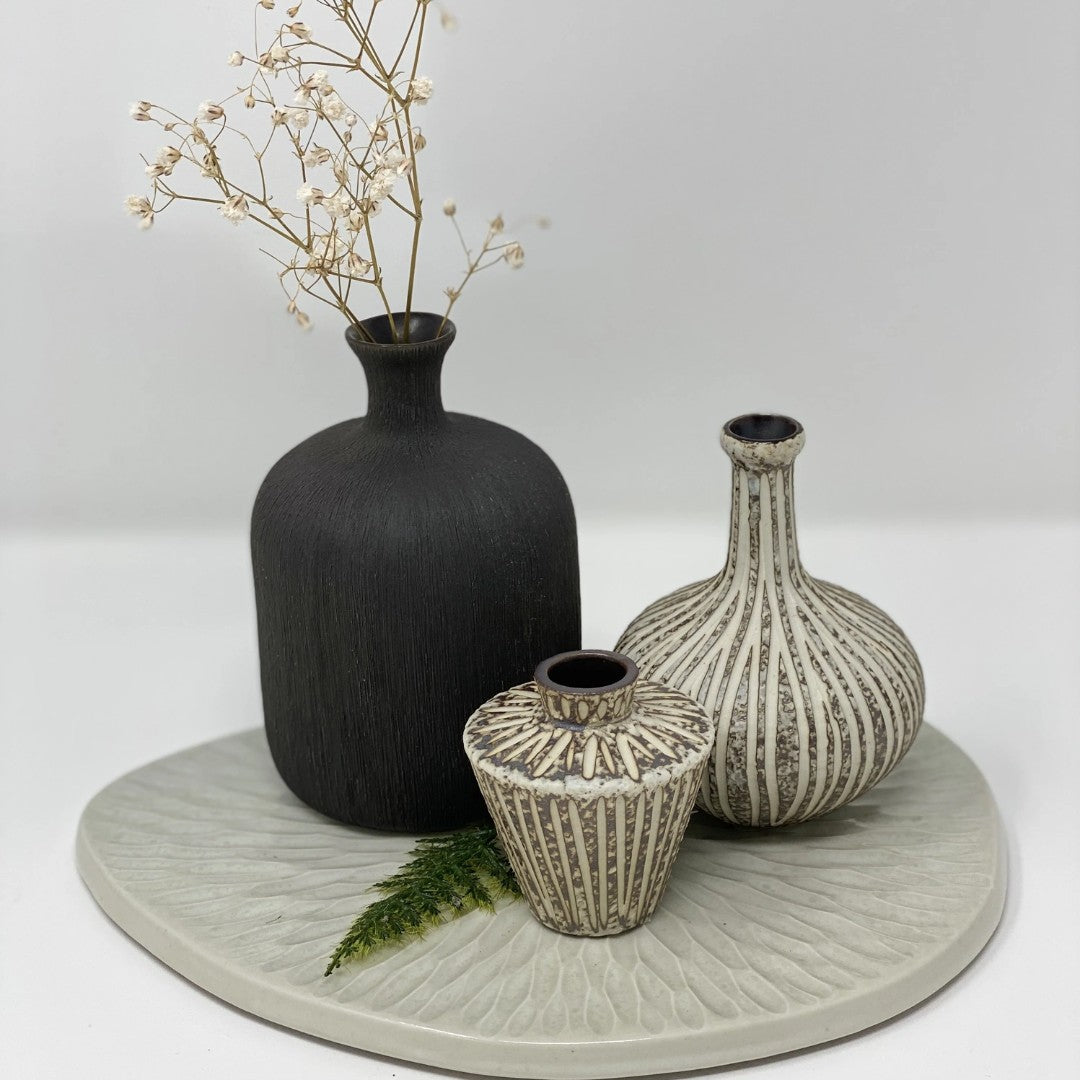 Small Ceramic Vase in Athen Stone Stripe