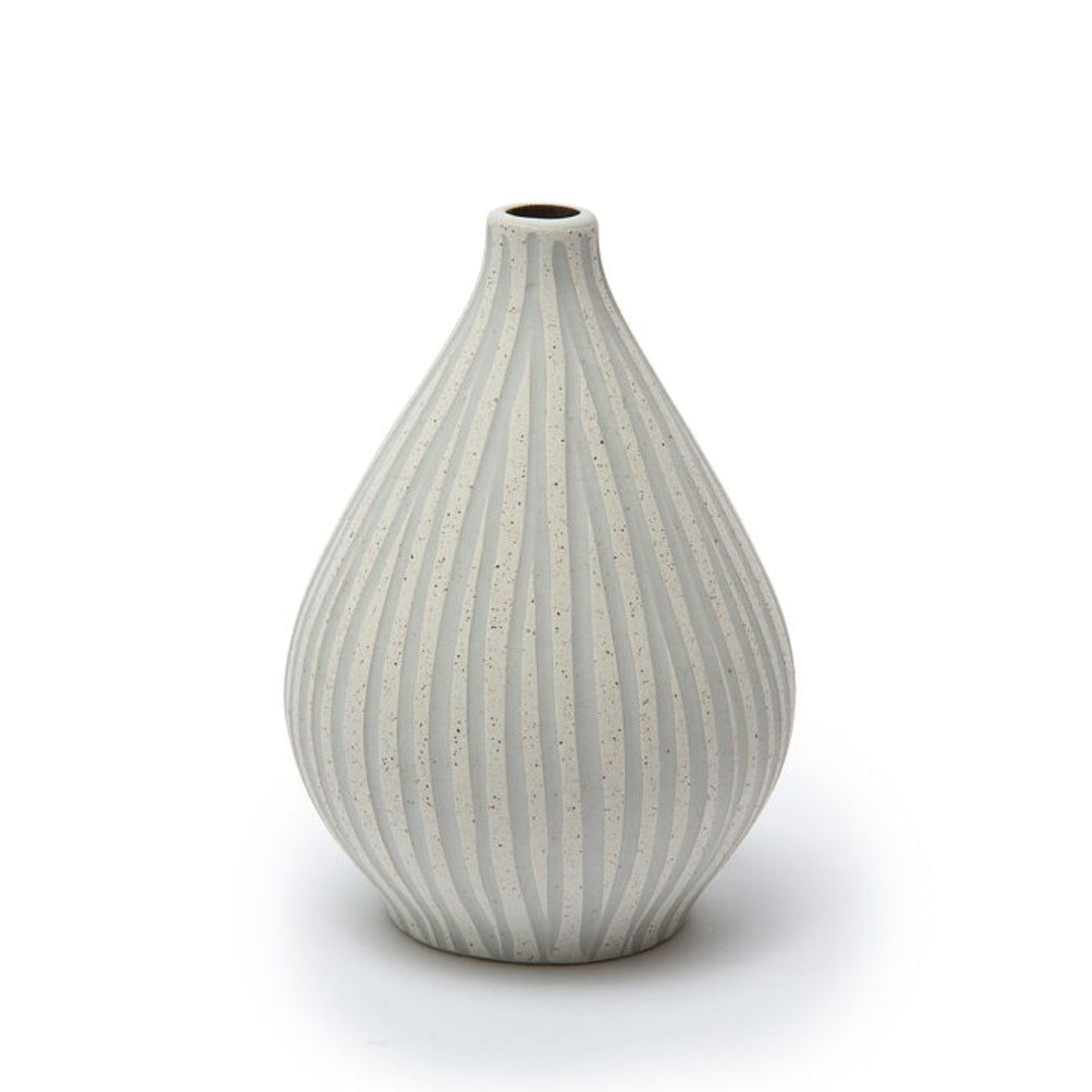 Medium Ceramic Vase in Sand White Stone Stripe