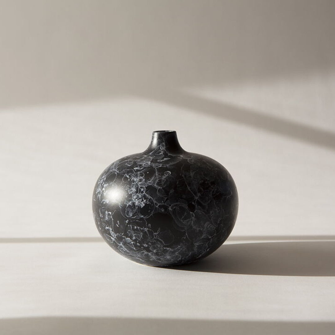 Extra Large Ceramic Vase in Black Marble