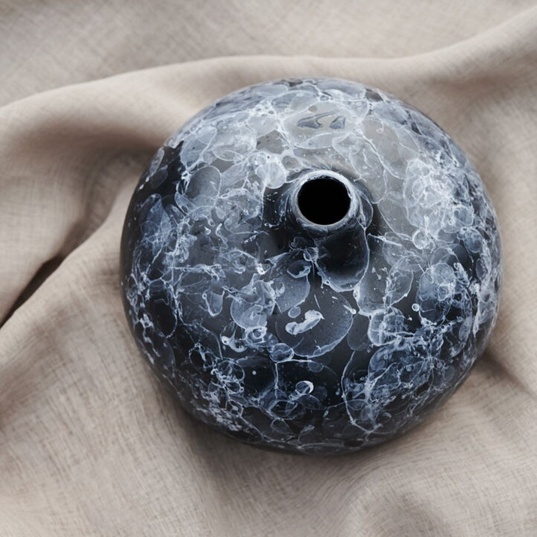 Extra Large Ceramic Vase in Black Marble