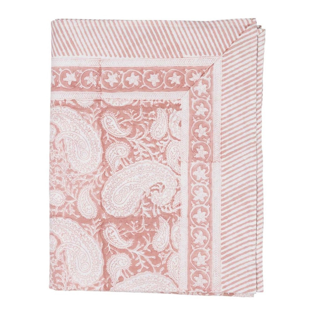 Large Paisley Pattern Tablecloth in Rose
