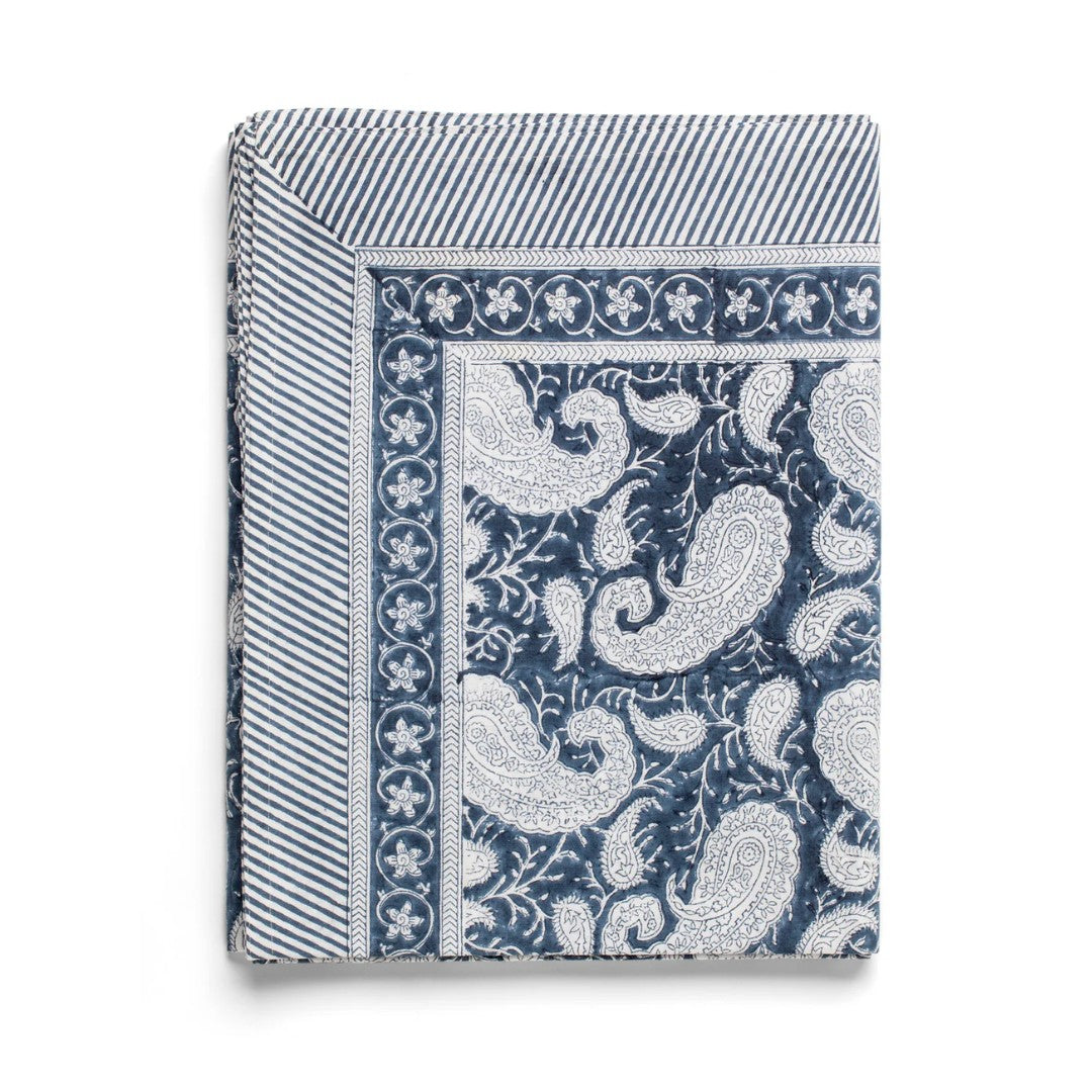 Large Paisley Pattern Tablecloth in Navy
