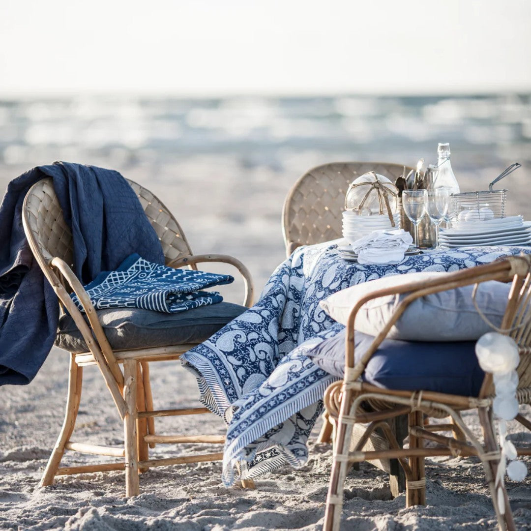 Large Paisley Pattern Tablecloth in Navy