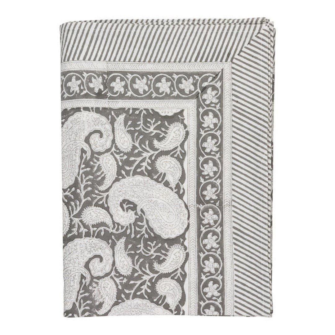 Extra Large Paisley Pattern Tablecloth in Dark Grey