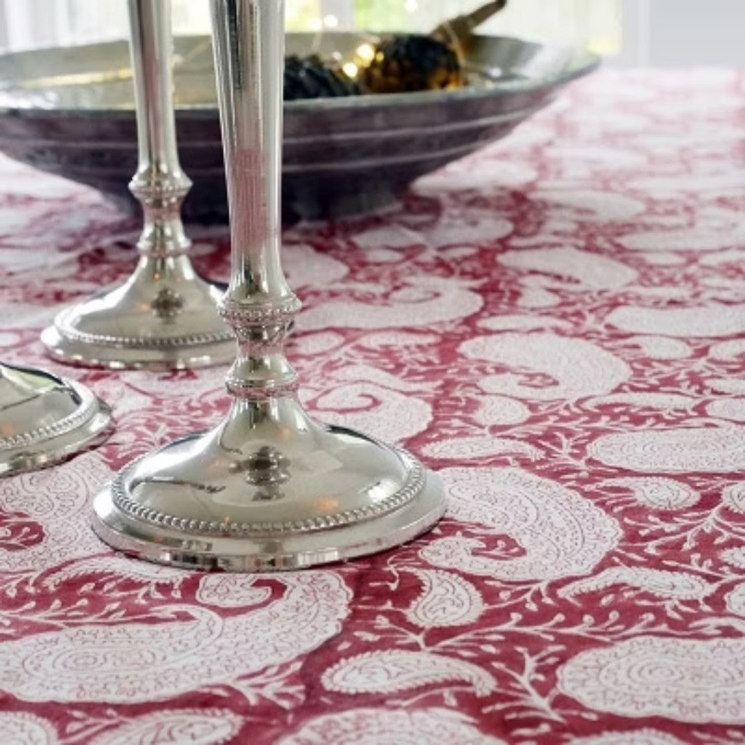 Extra Large Paisley Pattern Tablecloth in Red