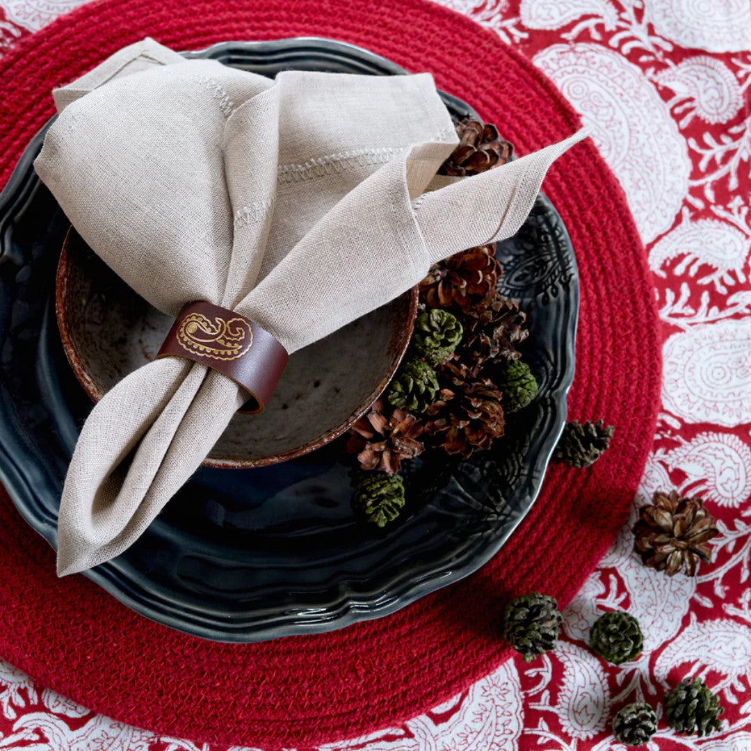 Extra Large Paisley Pattern Tablecloth in Red