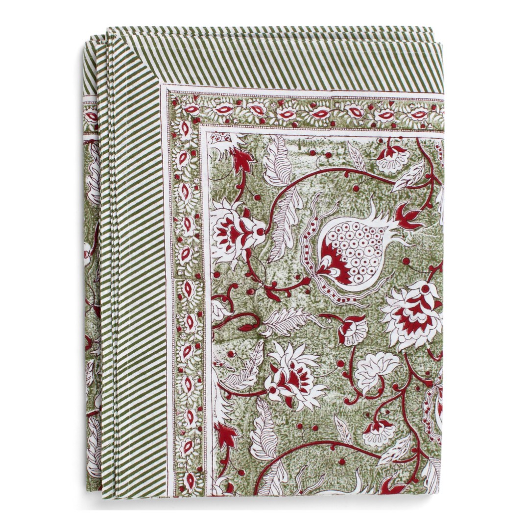 Extra Large Pomegranate Pattern Tablecloth in Green
