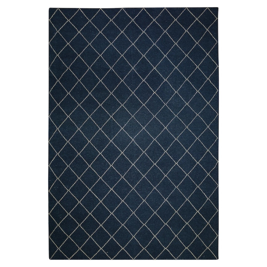 Diamond Rug in Blue & Off White