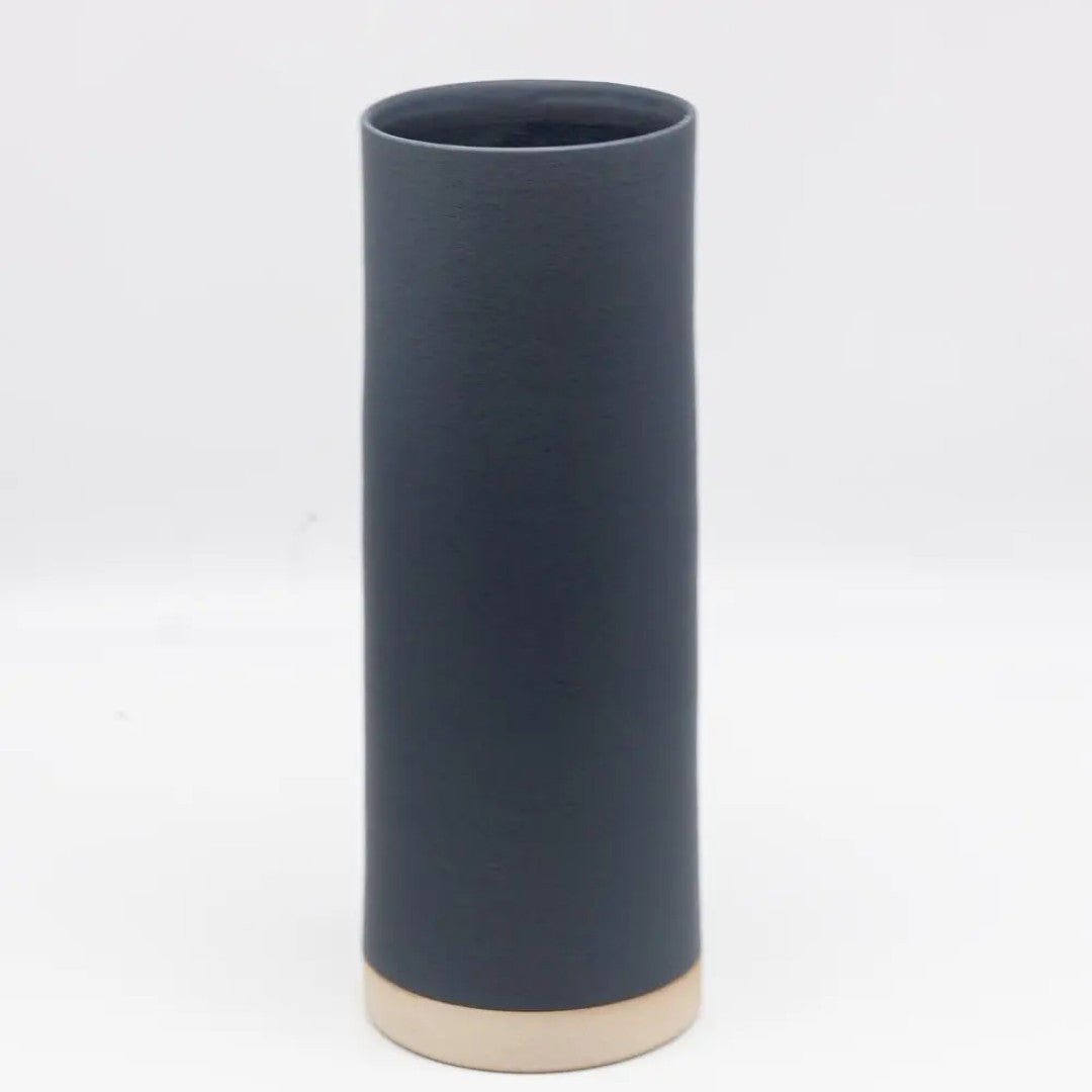 Ceramic Large Straight Vase in Charcoal