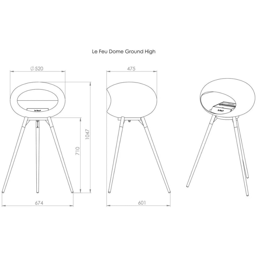 Black Tripod High Soaptreated Oak Legs