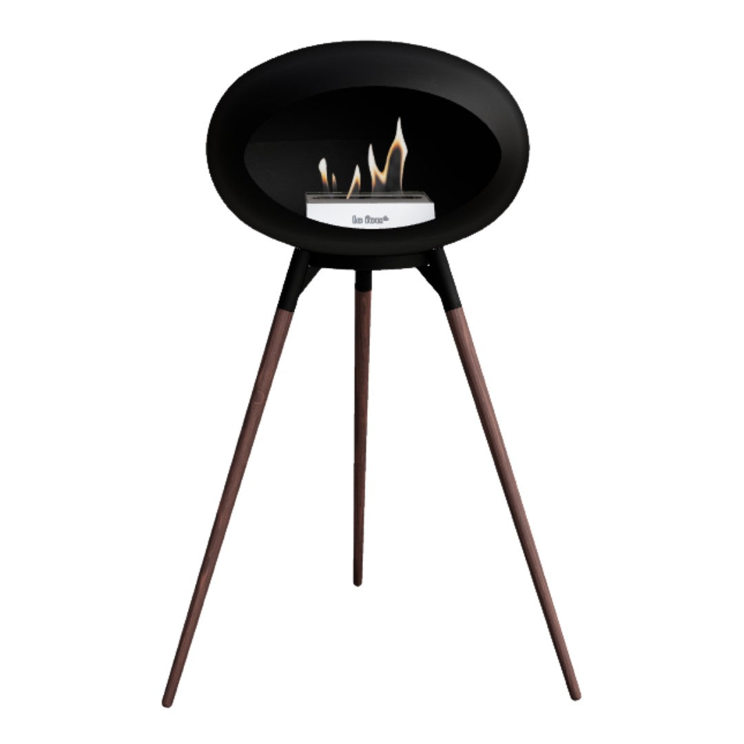 All Black Tripod High Smoked Oak Legs with Steel Burner