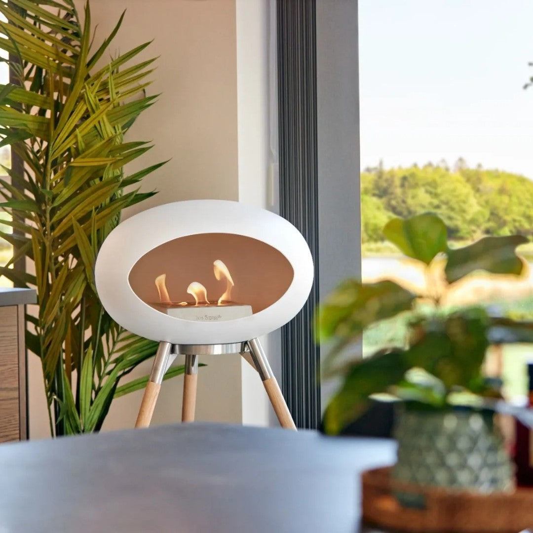 White Tripod High Soaptreated Oak Legs with Steel Burner