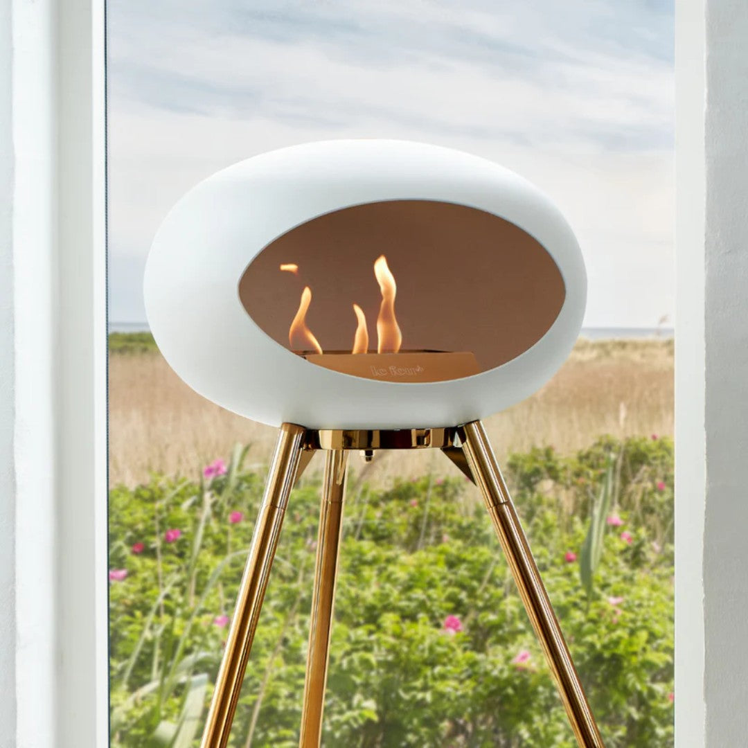 White Tripod High Rosegold Legs & Steel Burner