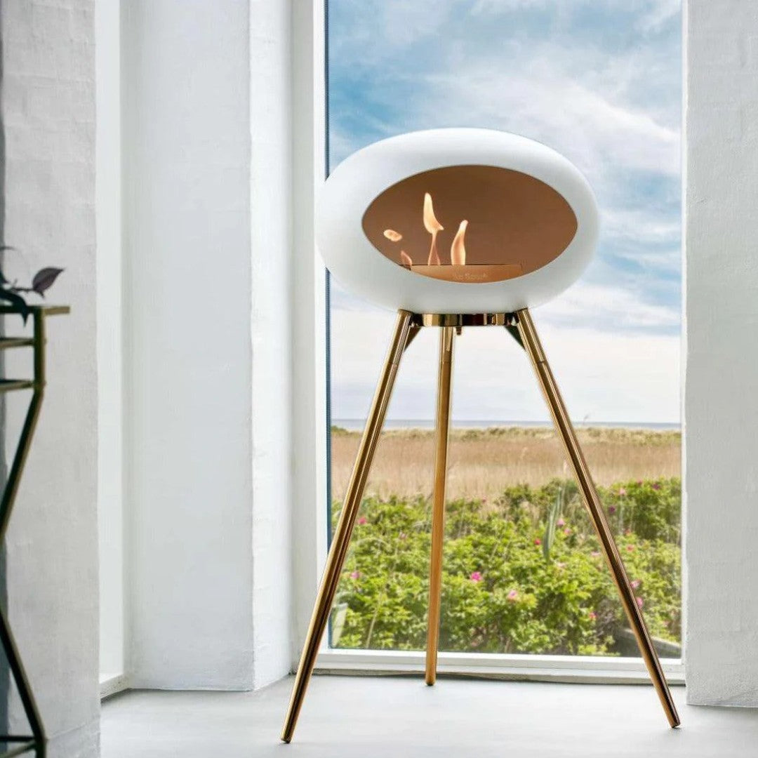 White Tripod High Rosegold Legs & Steel Burner
