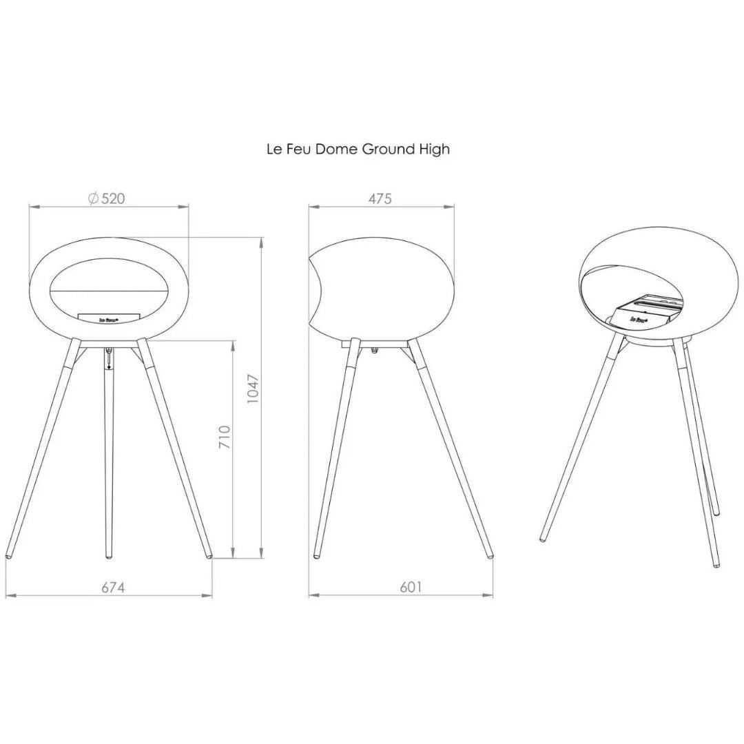 Mocca Tripod High Rosegold Legs & Burner