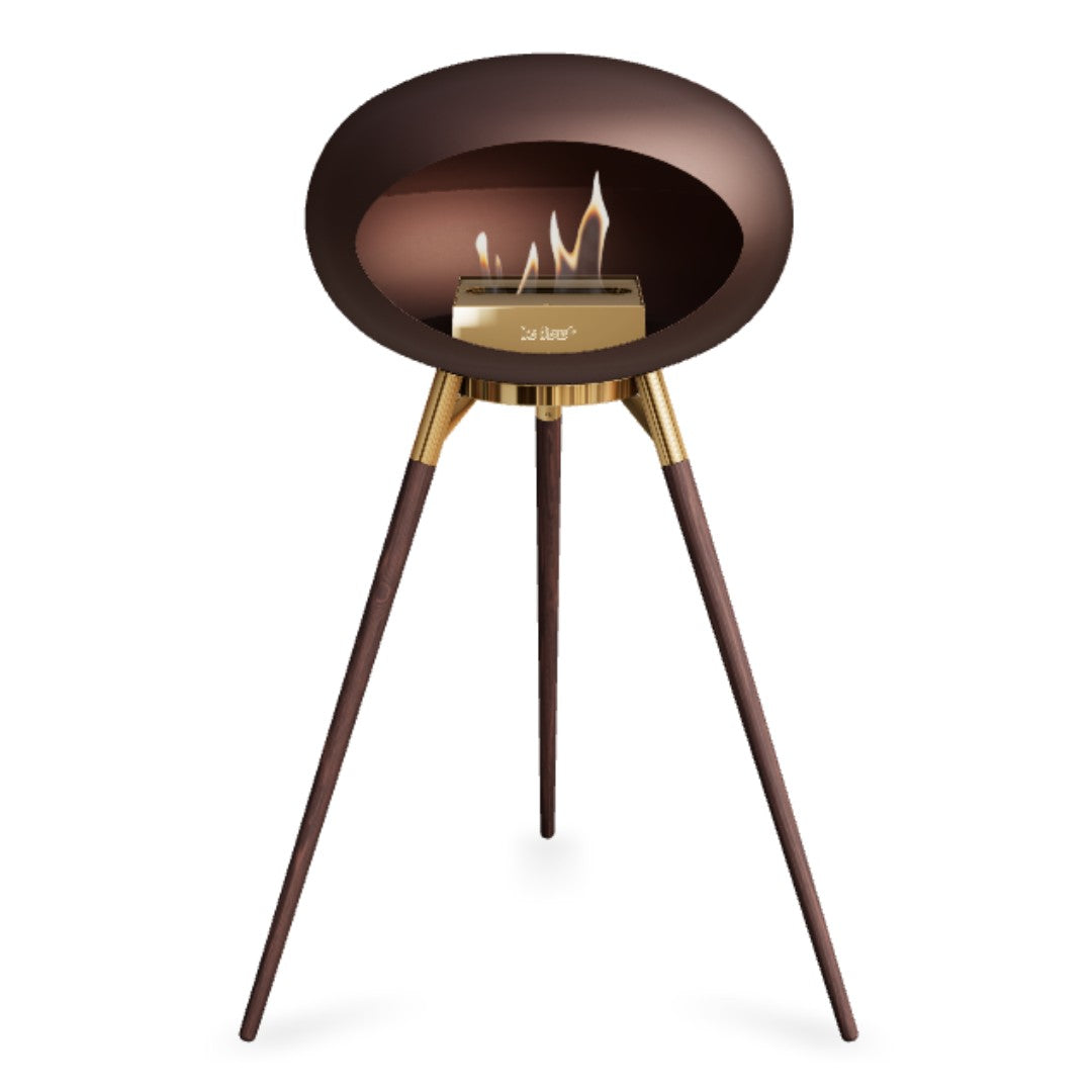 Mocca Tripod High Smoked Oak Legs with Rosegold Burner