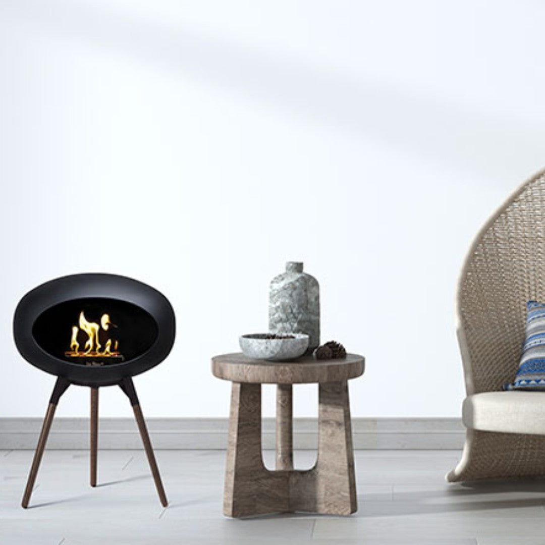 Black Tripod Low Smoked Oak Legs with Rosegold Burner