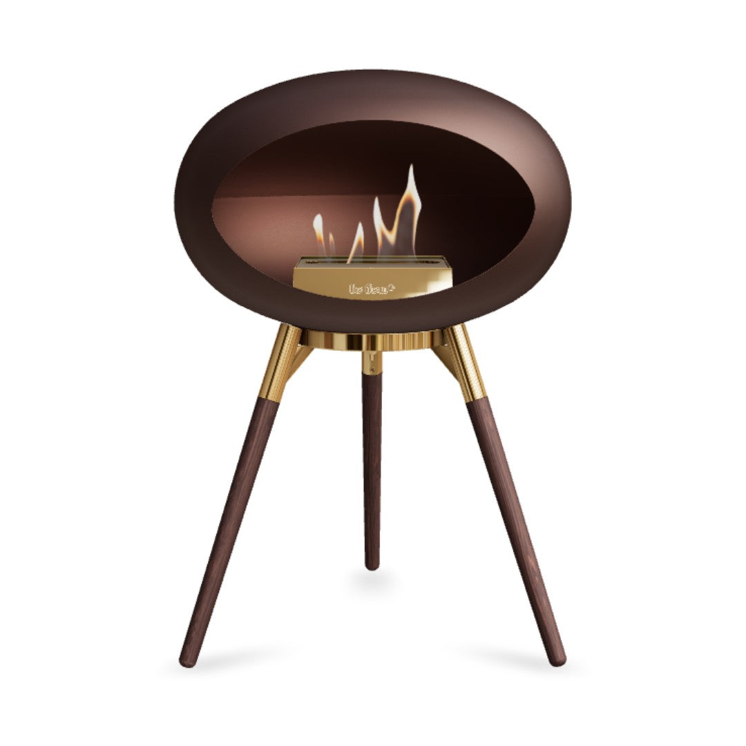 Mocca Tripod Low Smoked Oak Legs with Rosegold Burner