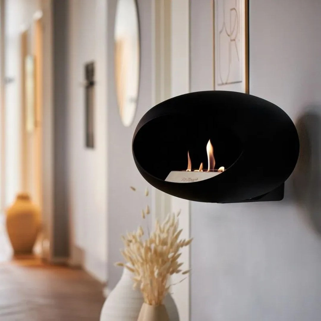 Black Wall with Steel Burner