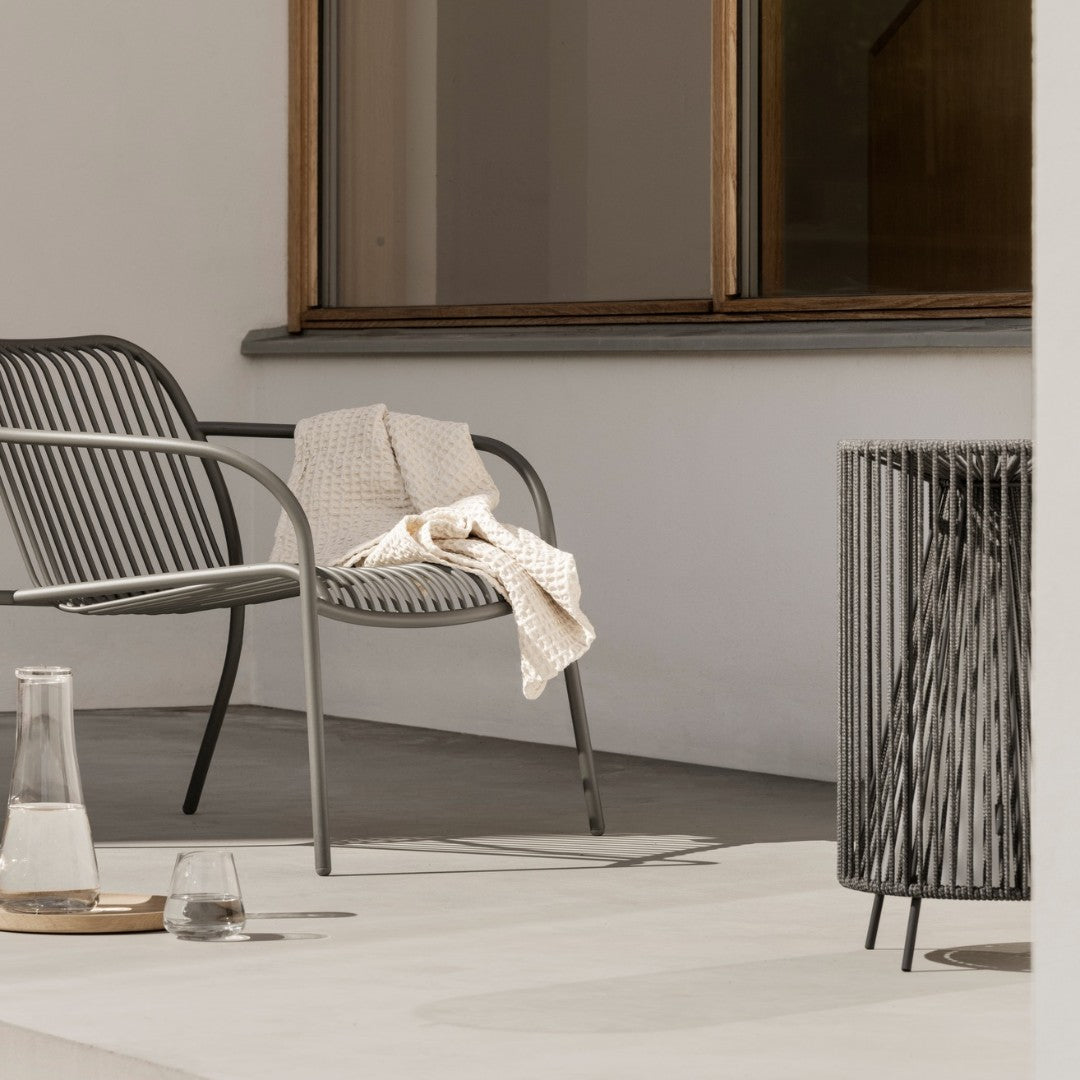 Outdoor Wire Arm Chair in Granite Grey with Seat Rest