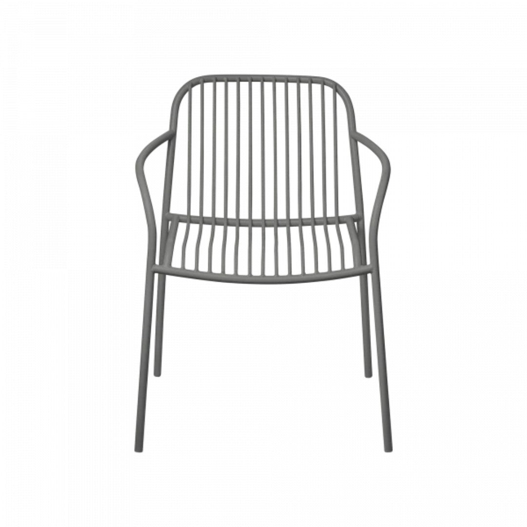 Outdoor Wire Arm Chair in Granite Grey with Seat Rest
