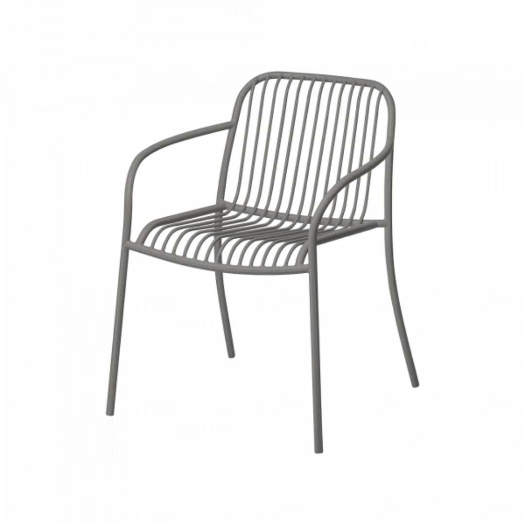 Outdoor Wire Arm Chair in Granite Grey with Seat Rest