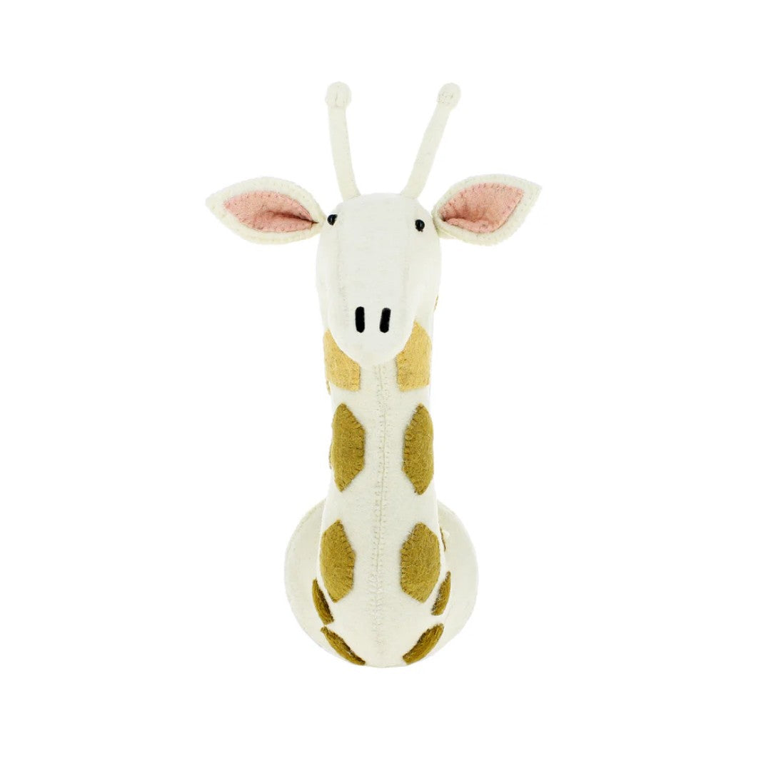 Medium Felt Head White Giraffe with Tonal Spots
