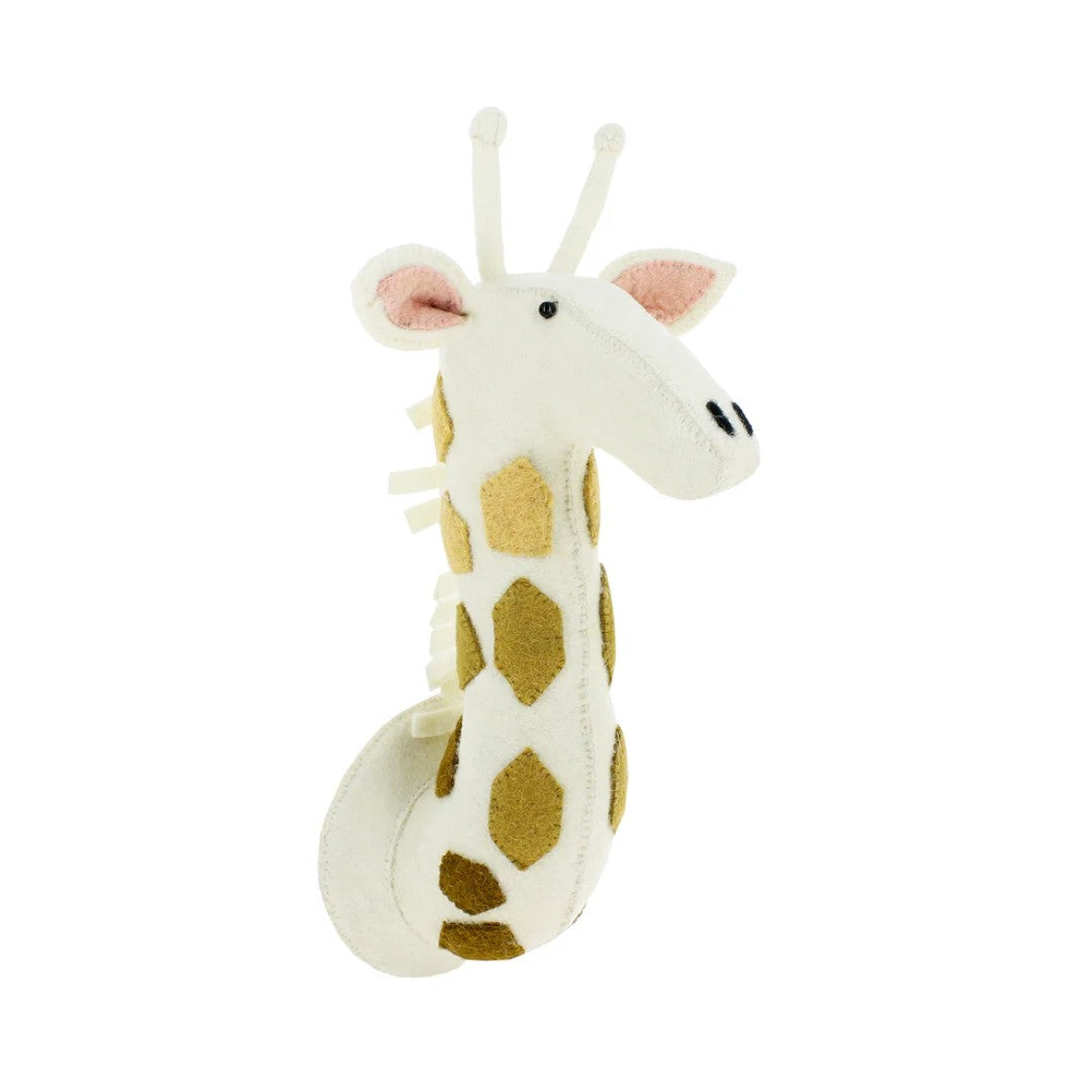 Medium Felt Head White Giraffe with Tonal Spots