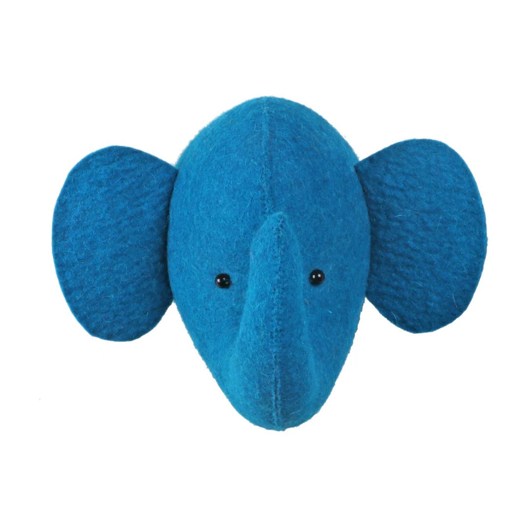 Mini Felt Head Blue Elephant