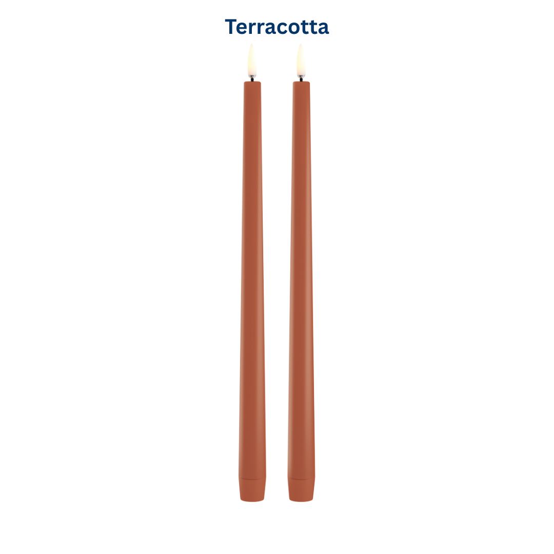 Medium Smooth Slim Taper Candles 32cm in 8 Colours
