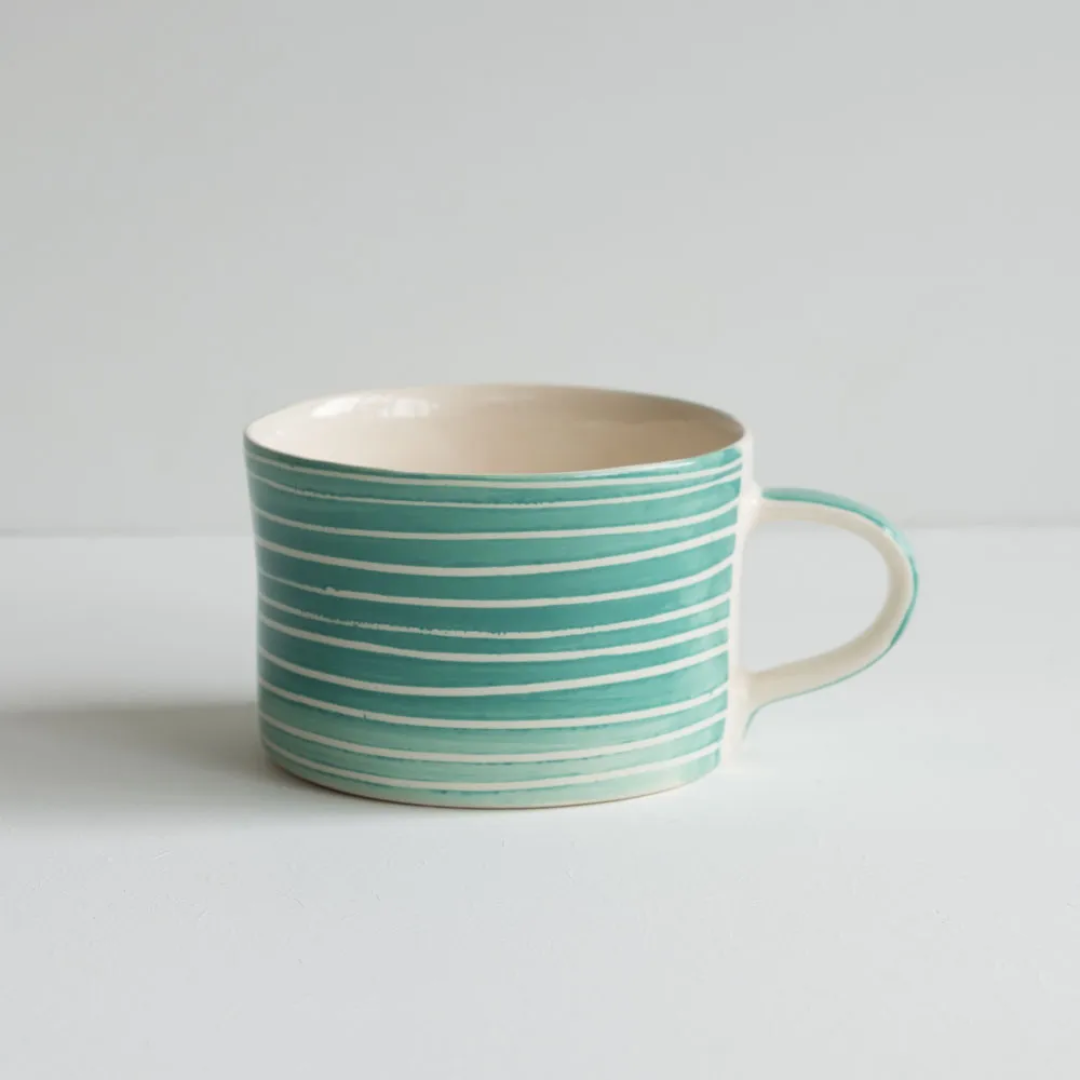 Ceramic Large Mug Sgrafitto Stripe