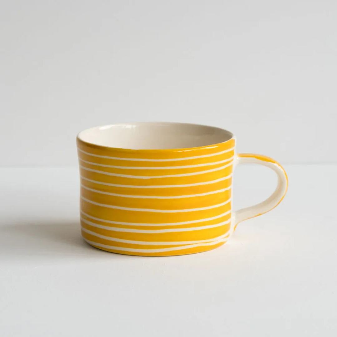 Ceramic Large Mug Sgrafitto Stripe