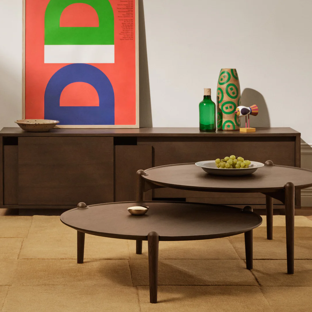 High Dark Oak Round Coffee Table
