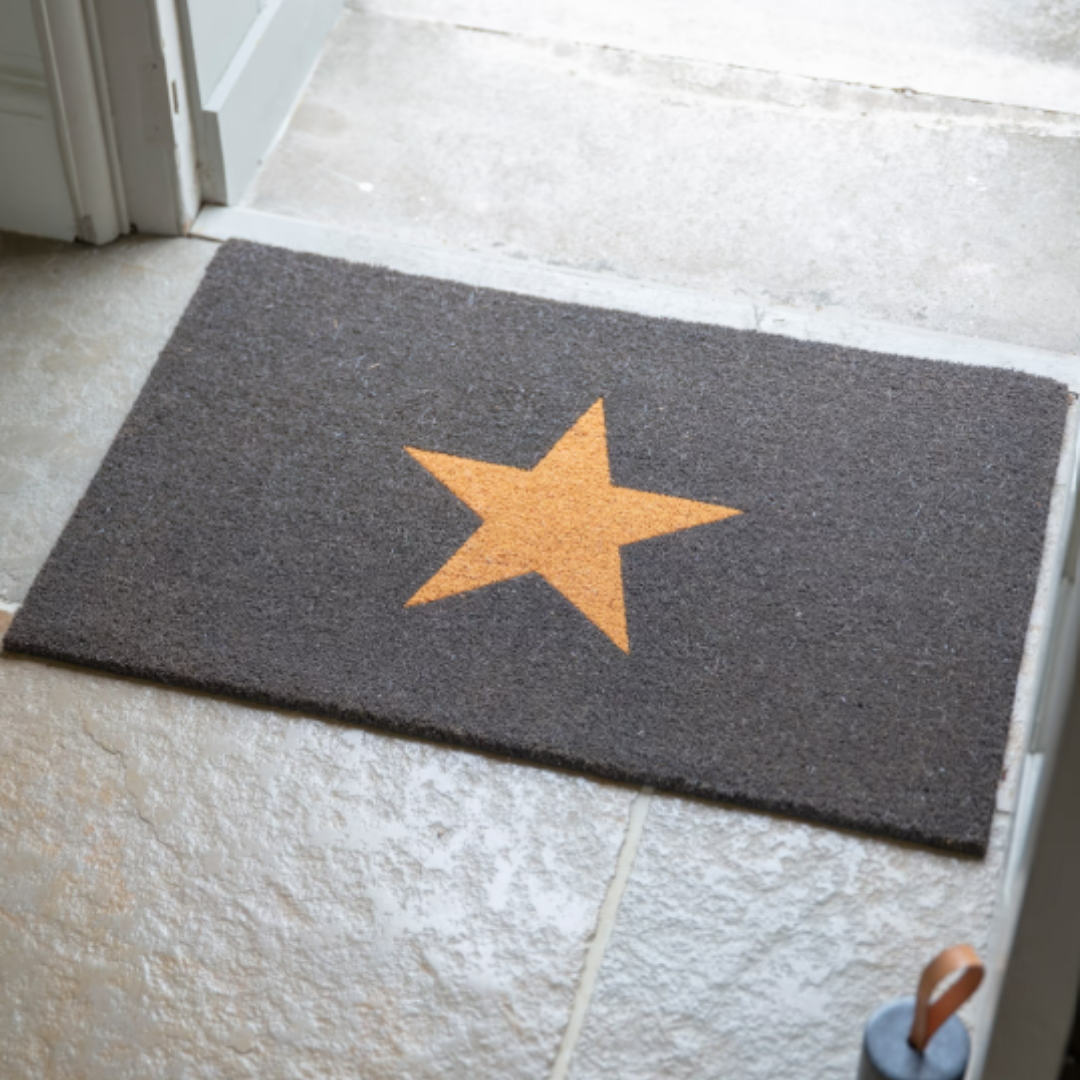 Medium Charcoal Coir Doormat with 1 Star Charcoal