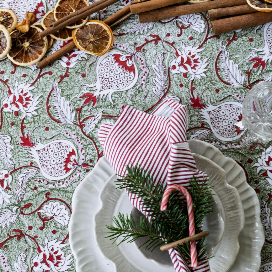 Green Pomegranate Tablecloth in 2 Sizes