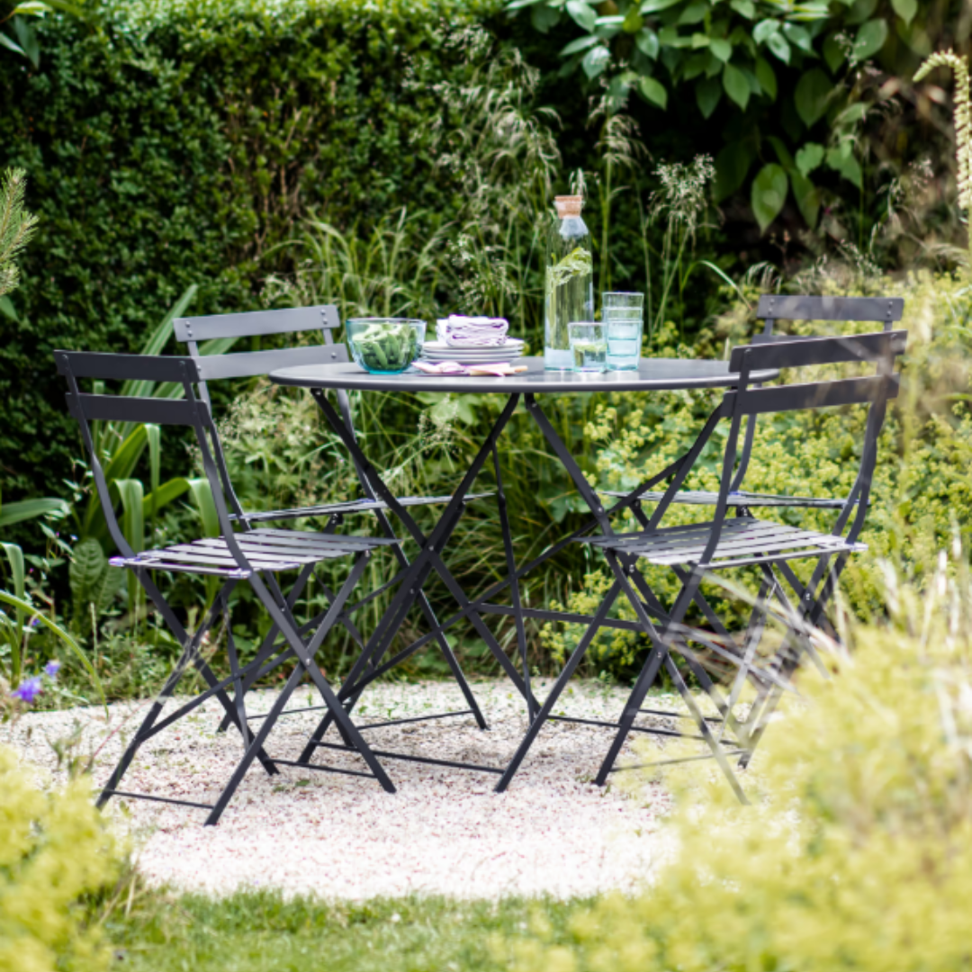 Large Bistro Set in Carbon (Table + 2 Chairs)