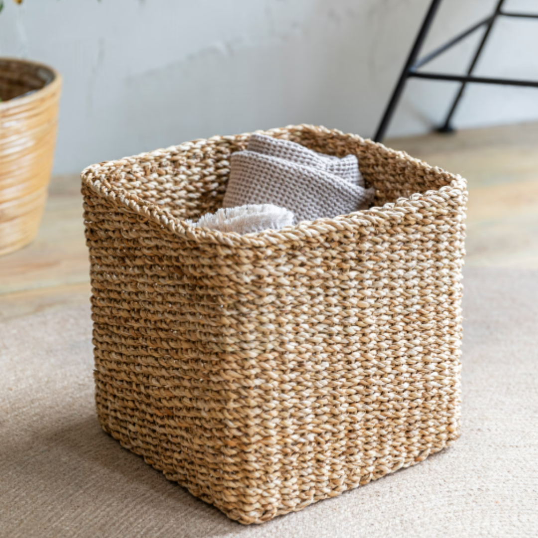 Small Square Braided Seagrass Basket