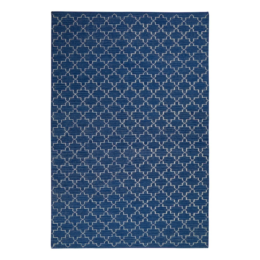 New Geometric Rug Indigo & White in 2 sizes