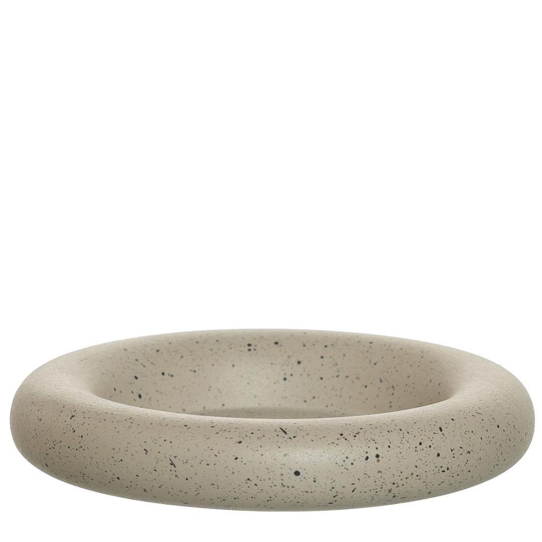 Brown Mist Round Ceramic Candle Holder / Tray