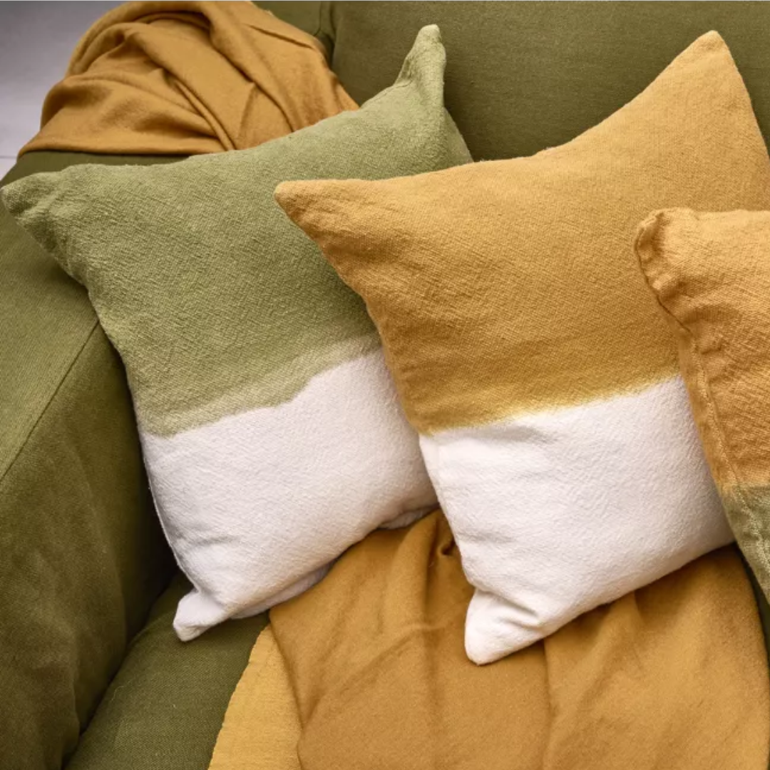 White Two Toned Linen Cushion 45 x 45cm in 4 Colours
