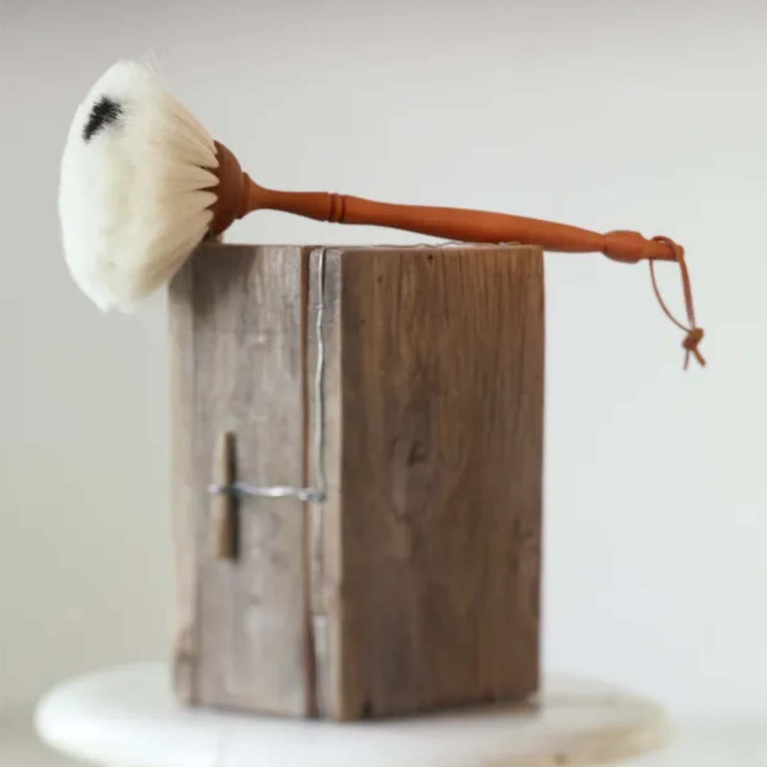 Small Light Goat Hair Dust Brush with Black Dot