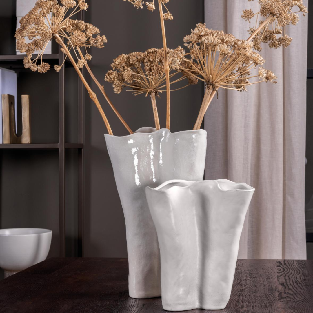 White Handkerchief Ceramic Vase in 2 Sizes