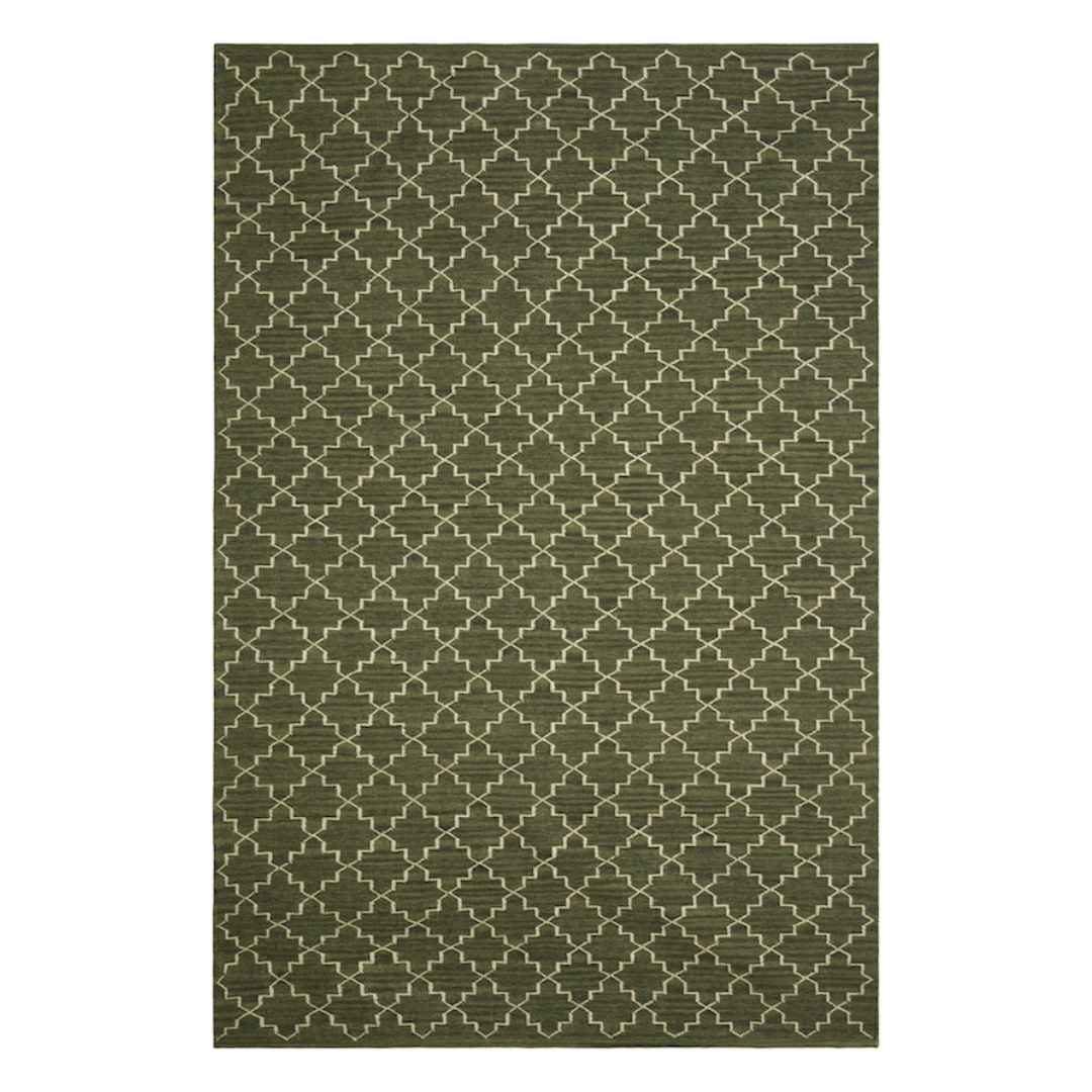 New Geometric Rug Green & White in 2 sizes