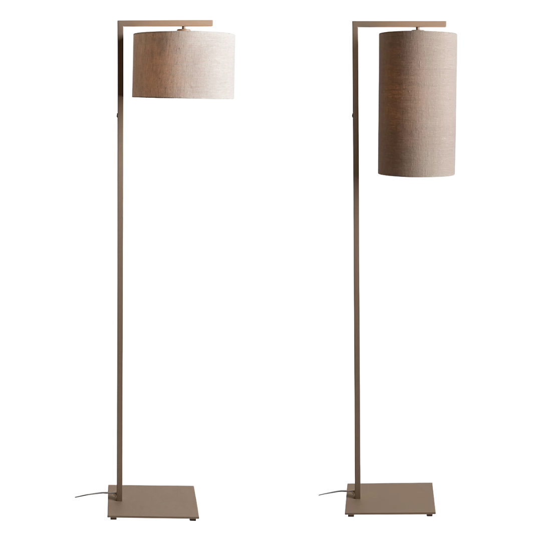 Sand Floor Lamp with Dark Linen Shade in 2 Sizes