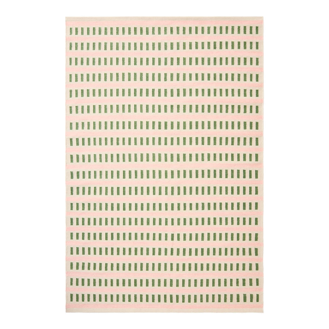 Cactus & Dusty Pink Railway Rug in 3 Sizes