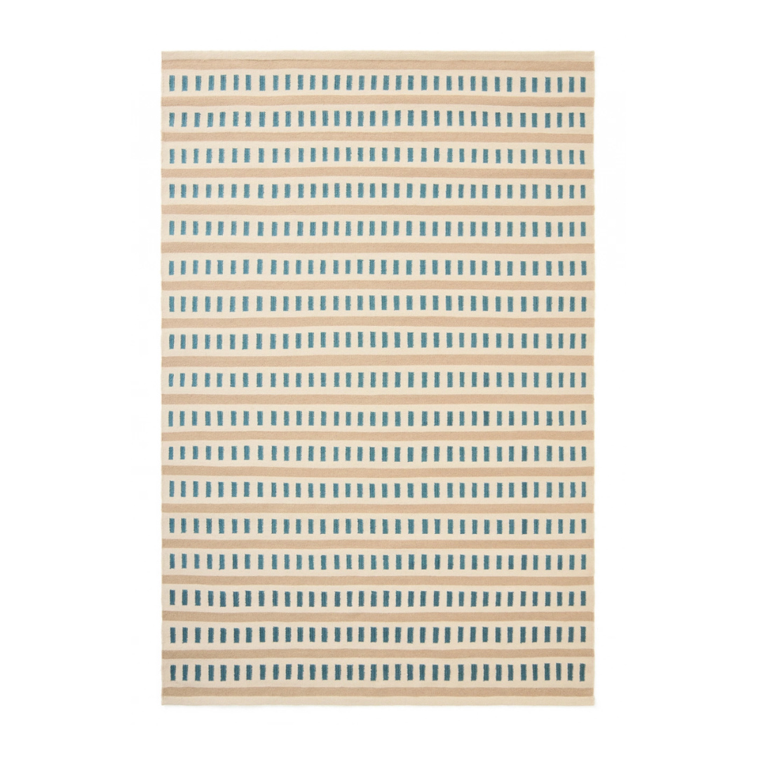 Heaven Blue & Light Beige Railway Rug in 3 Sizes